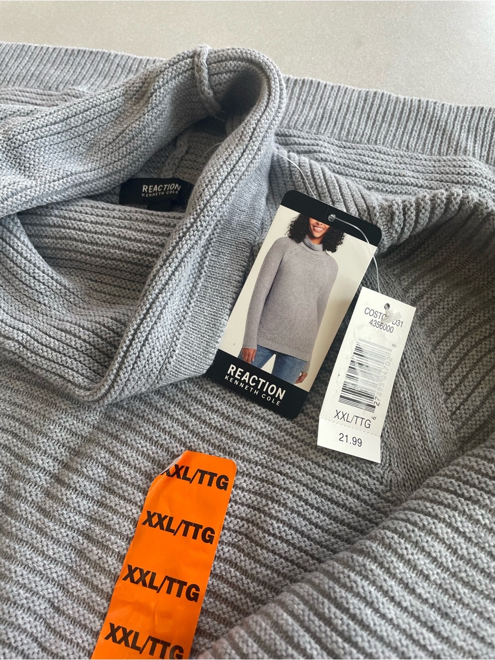 Kenneth Cole Reaction Light Gray Cowl Neck Sweater